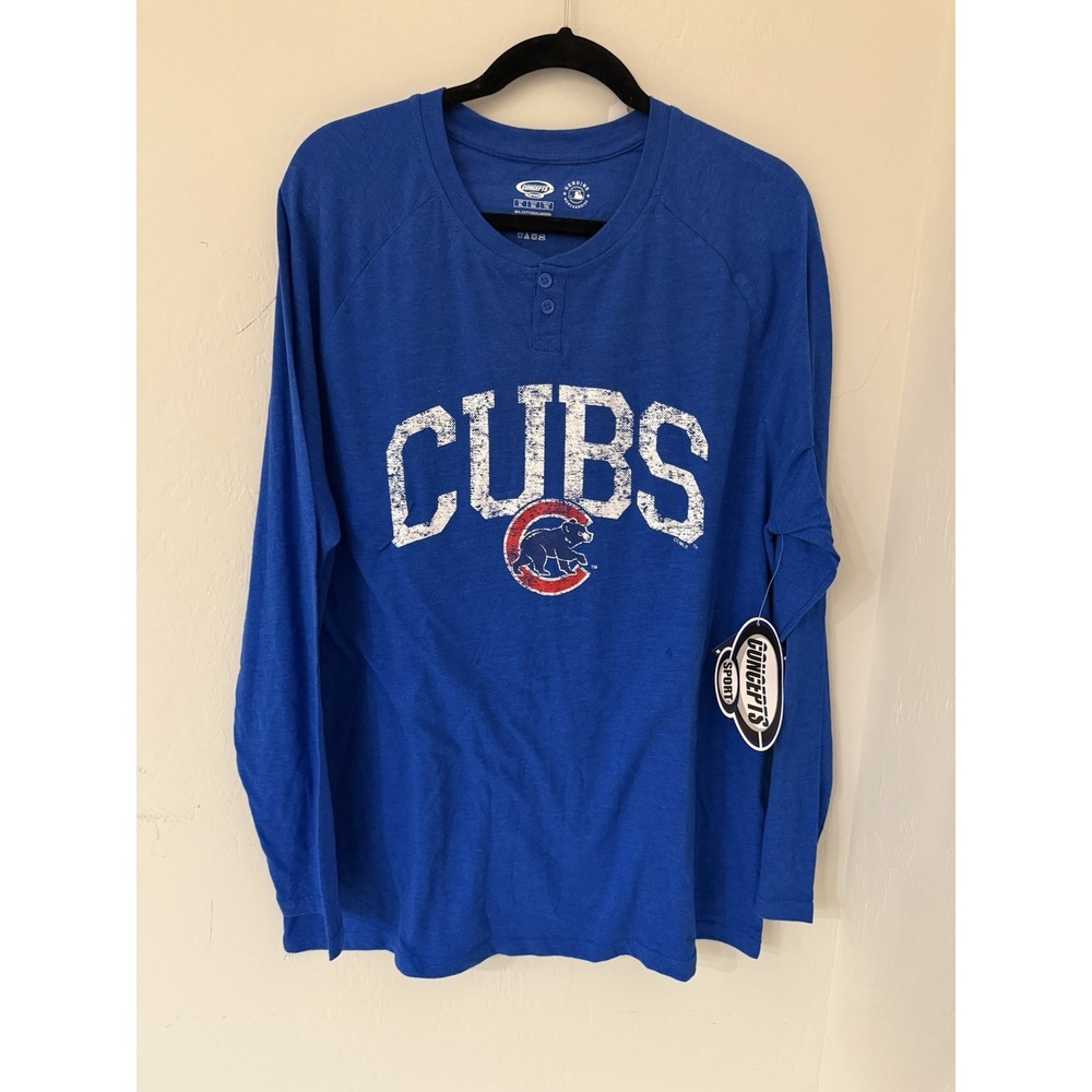 Chicago Cubs Concepts Sport Inertia Raglan Long Sleeve Henley T-Shirt -Size XL